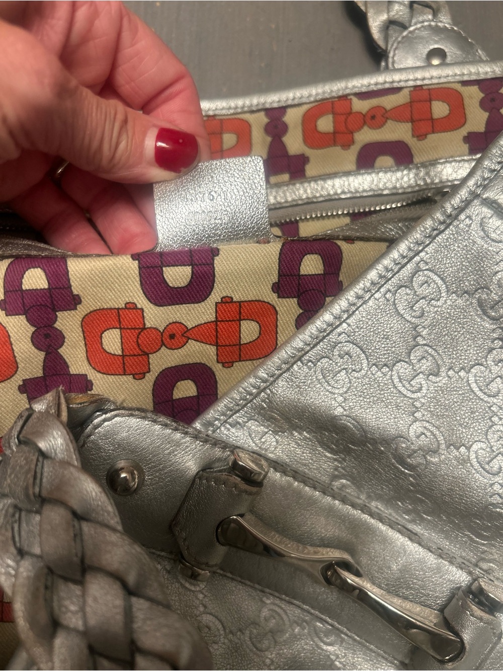 Y2K Large Stunning horse bit embellished monogram embossed leather - Picture 12 of 16